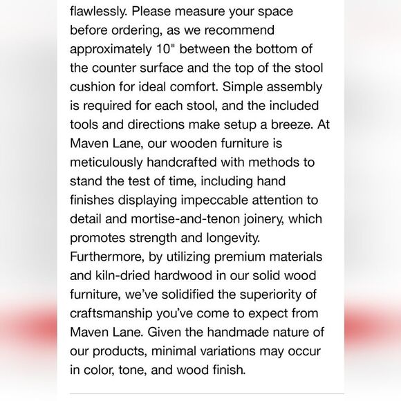 Maven Lane Luna Bar Stool In Rustic  Black Wood Finish - Picture 10 of 13